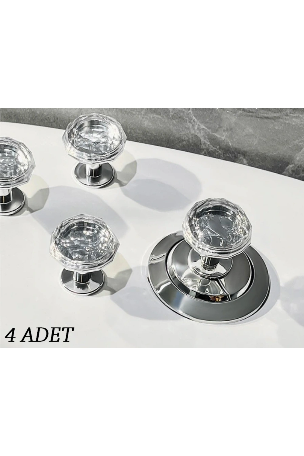 4 Adet Kristal Tasarımlı Çok Amaçlı Yapışkanlı Tutacak Buton