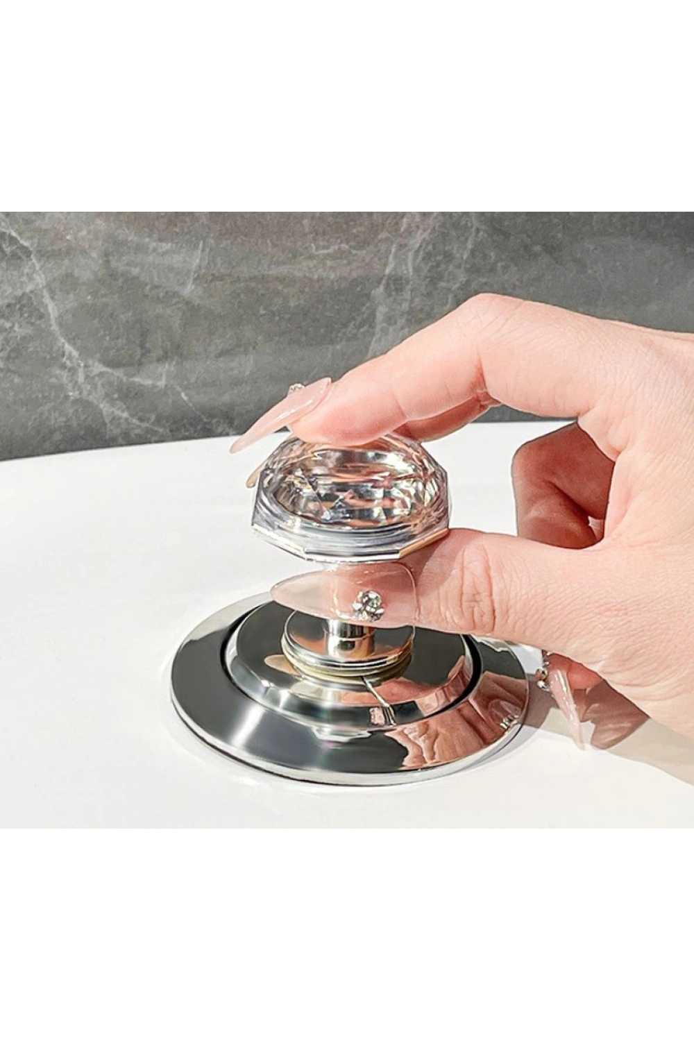 4 Adet Kristal Tasarımlı Çok Amaçlı Yapışkanlı Tutacak Buton
