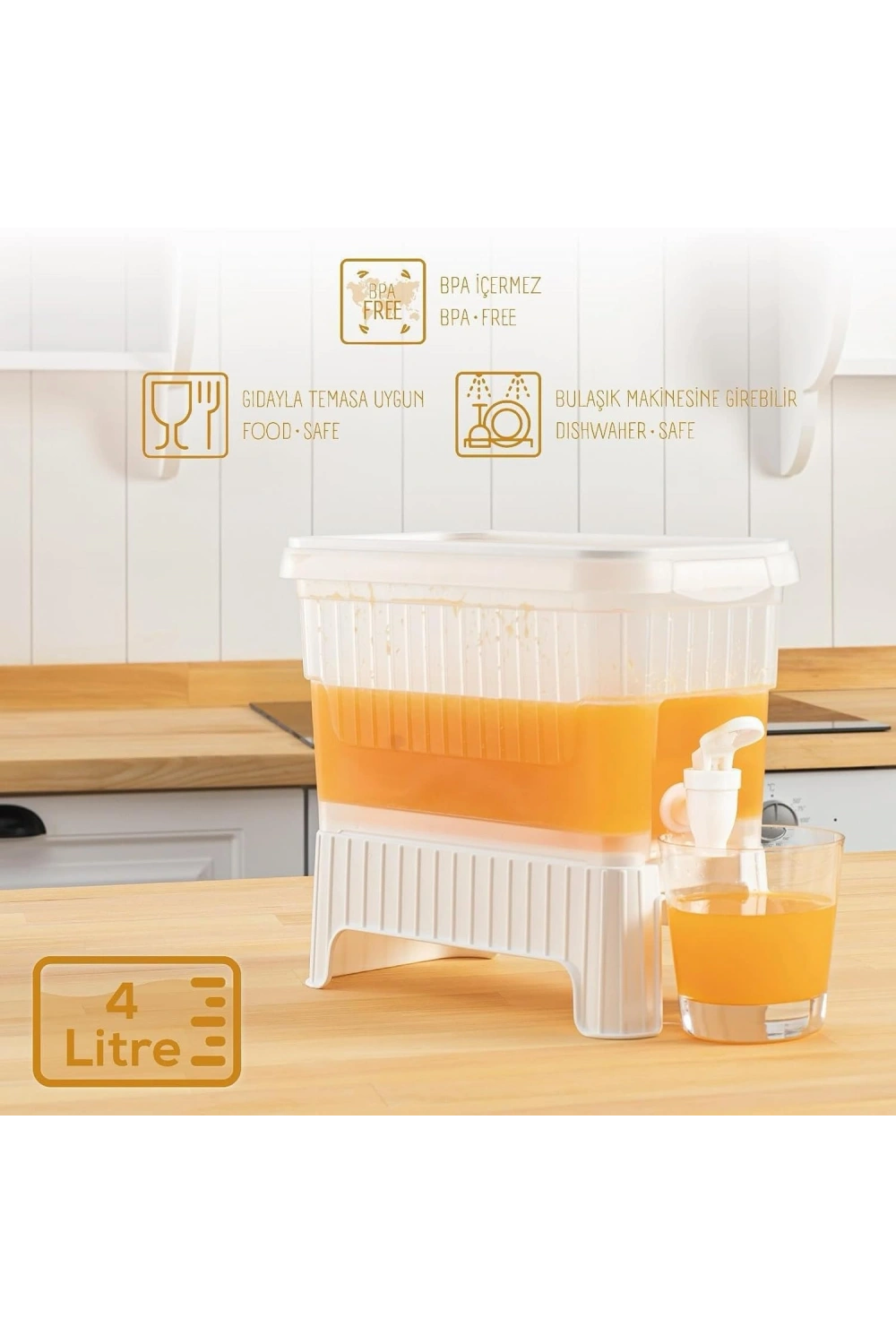 4 Litre Su Limonata Sebili Antrasit Sebil