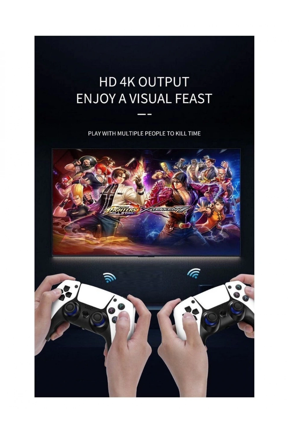 4k Game Tv Stick Android Tv Wifi Kablosuz Çift Kol Game Stick 64gb Hafıza Atari