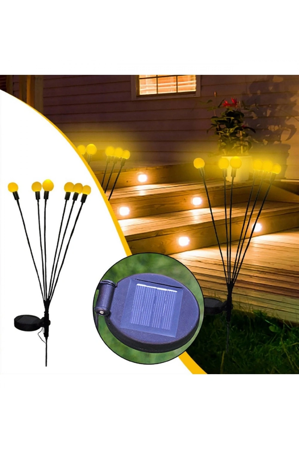 6 Dallı Ateş Böceği Solar Bahçe Lambası 2 Adet