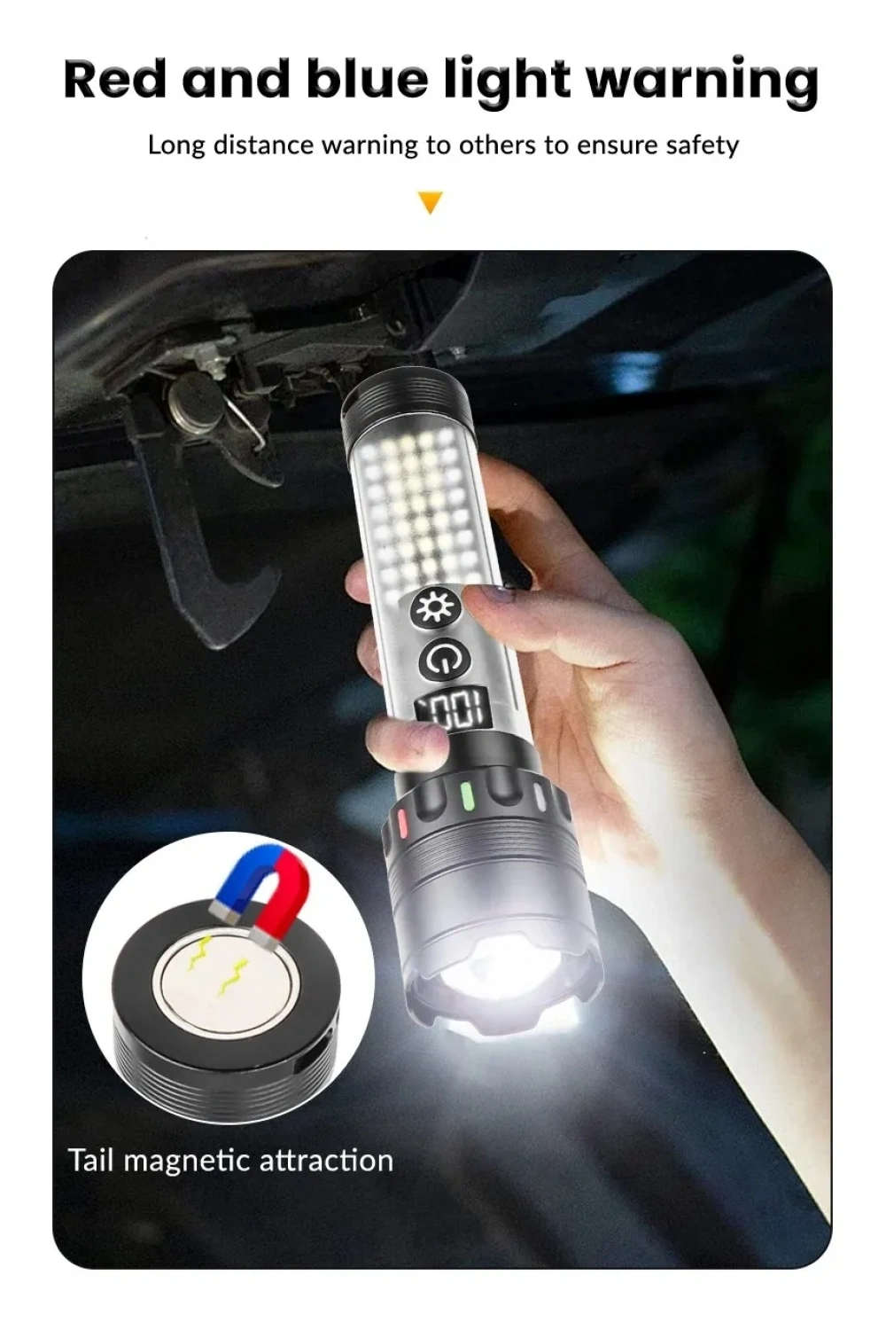 Güçlü Taktik Led El Feneri Paweınuo Sdt53 – 3800lm, 35w, Yan Cob Aydınlatma Ve Type-c Şarj Özelliğine Sahip