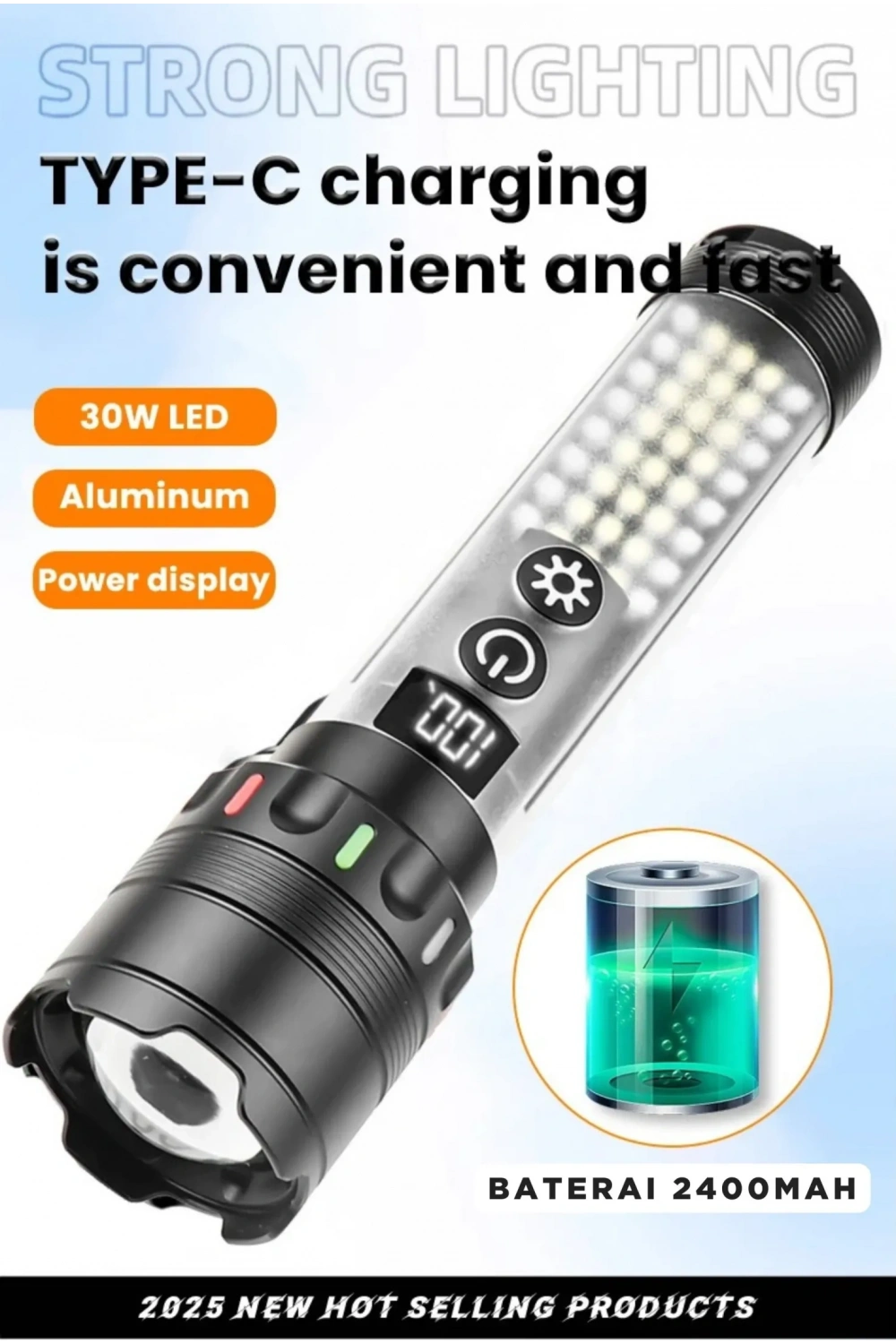 Güçlü Taktik Led El Feneri Paweınuo Sdt53 – 3800lm, 35w, Yan Cob Aydınlatma Ve Type-c Şarj Özelliğine Sahip