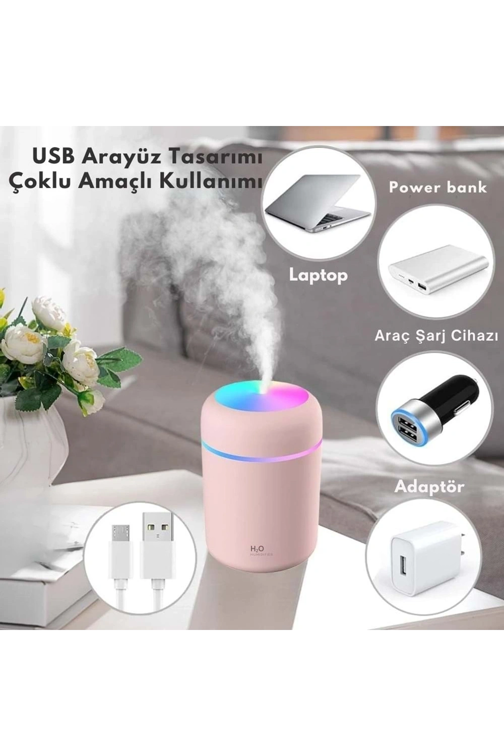 Dempower Dp-315b Usb Colorful (klasik) (300ml) (h2o) (mini) (usb Şarj& Işıklı) Hava Nemlendirici &buhar Makine &koku Giderici*100
