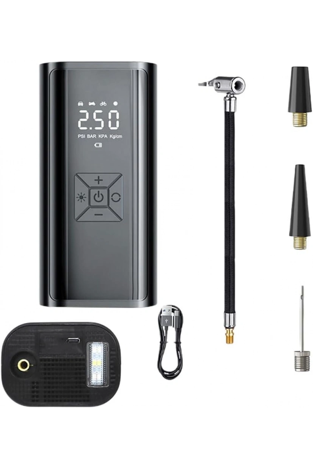 Hava Pompası & Powerbank | 150 Psı Ultra Basınç, Led Işıklı, Lcd Ekranlı, 4000mah Taşınabilir Şarjlı Kompresör