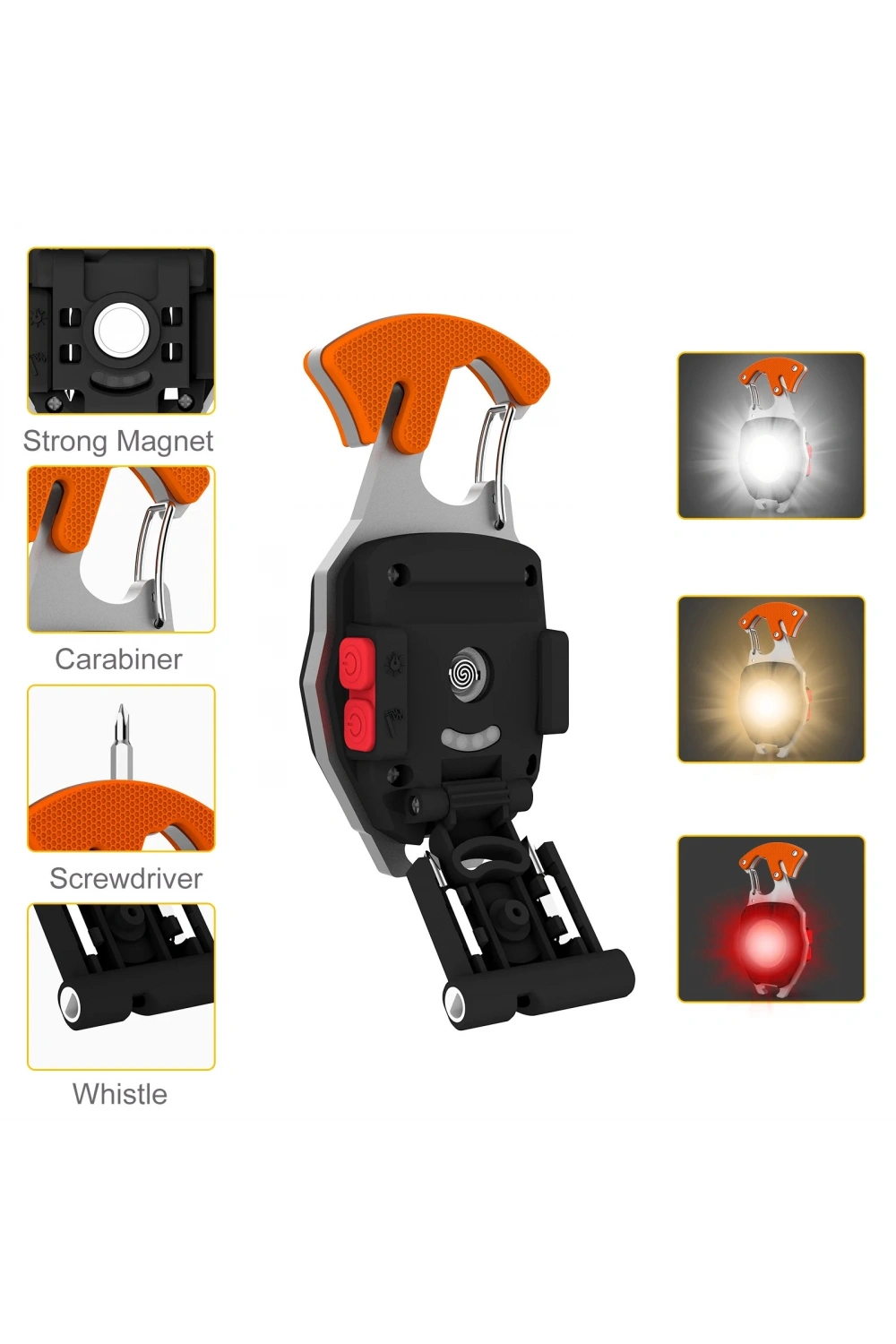 Wison Ws-5050 Çok Fonksiyonlu Tornavida Düdük Şişe Açacağı Ateş Yakıcı Mıknatıslı Type-c Şarjlı Anahtarlık Fener