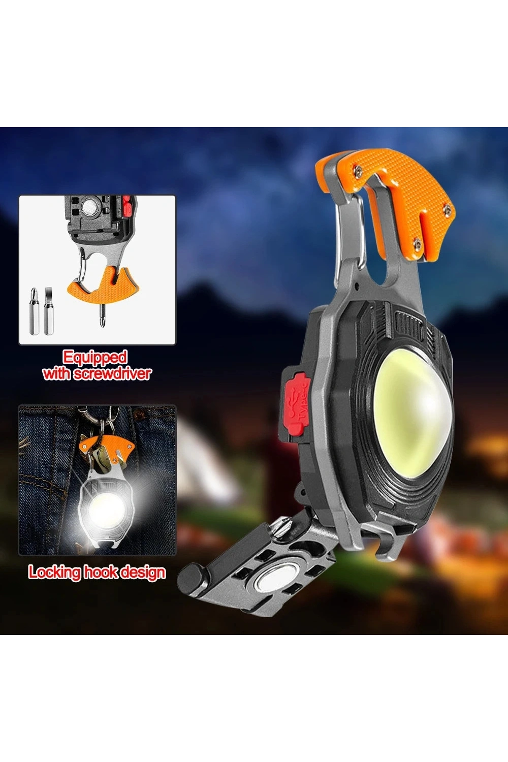 Wison Ws-5050 Çok Fonksiyonlu Tornavida Düdük Şişe Açacağı Ateş Yakıcı Mıknatıslı Type-c Şarjlı Anahtarlık Fener