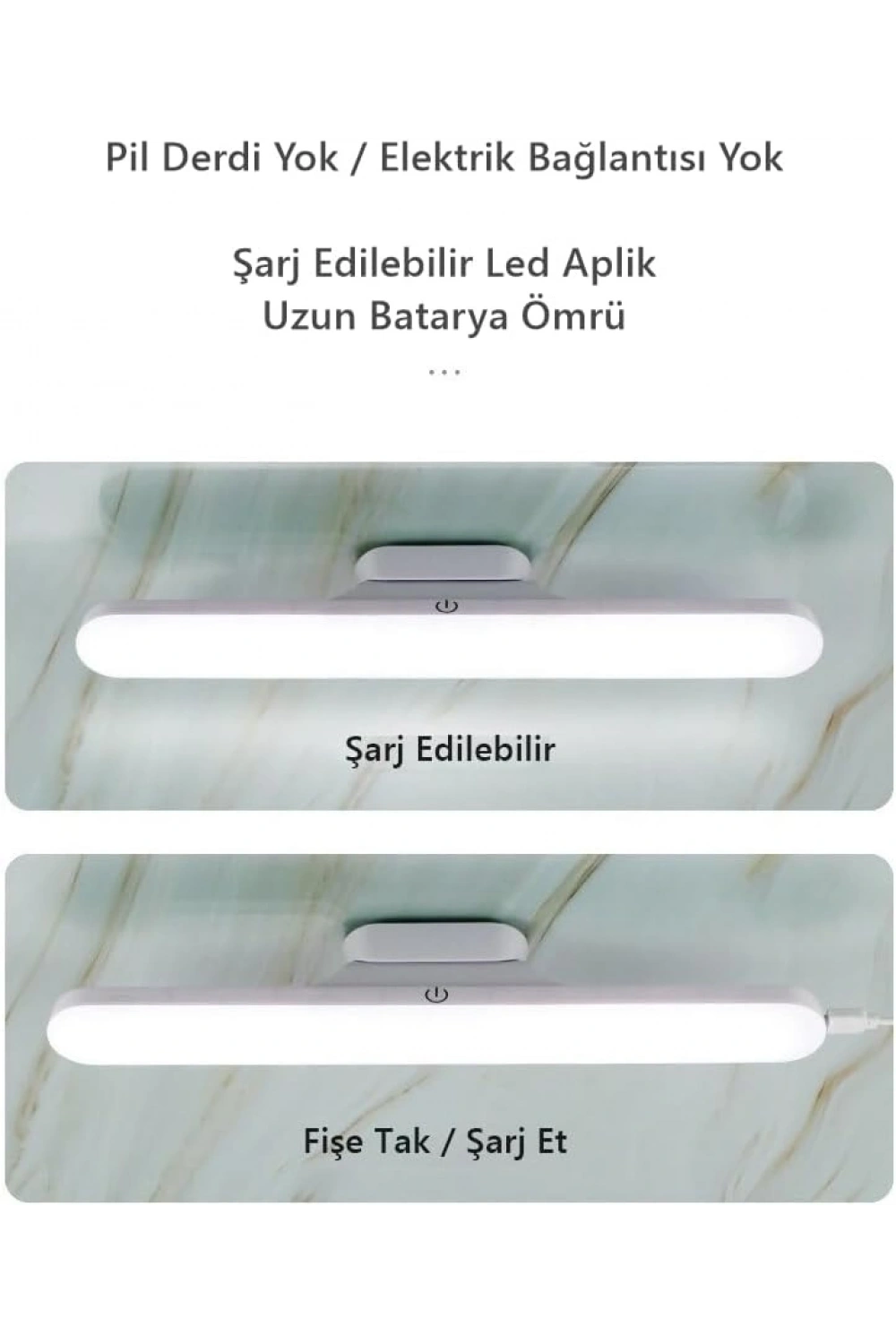 Cabınet Şarjlı Kolay Taşınabilir Mıknatıslı Led Işık Kablosuz Kademeli 3 Renk Aplik