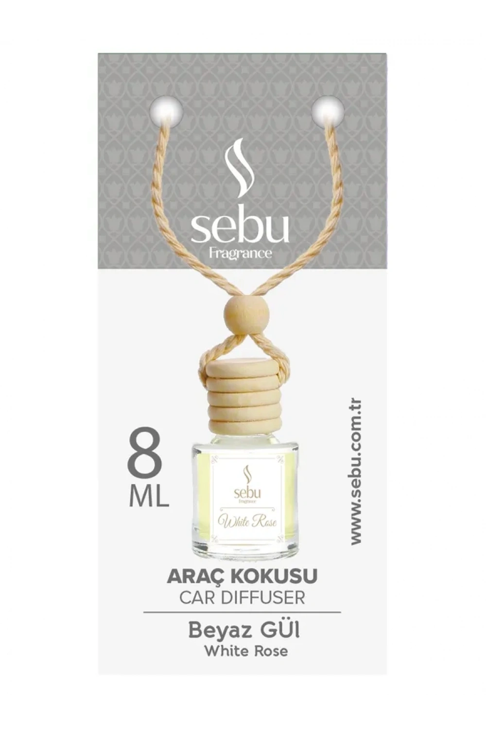Sebu Fragrance Oto & Araç Kokusu (cam Şişe) (ipli Ahşap Kapak) (8ml) (çilek & Lavanta & B.gül & Sandal & Mango & Okyanus)*24x12