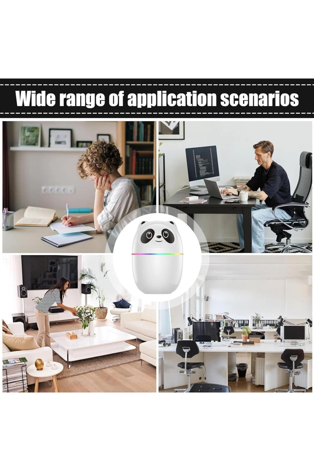 3ü 1 Arada Panda Nemlendirici, Led Işık, 220 Ml Kapasite, 12 Saat Çalışma Süresi, Model A10