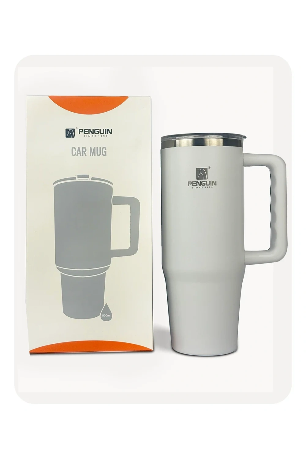 Penguin Termos Pipetli Termos Bardak 900 Ml Paslanmaz Çelik Beyaz