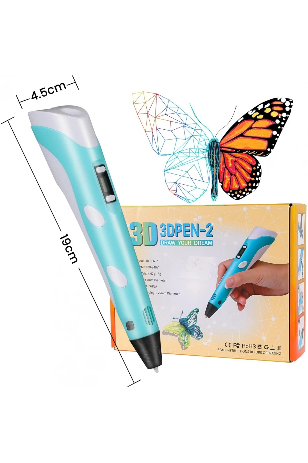 3d Kalem - 3d Pen Baskı Kalemi Yazıcı Printer + 5 Renk Filament