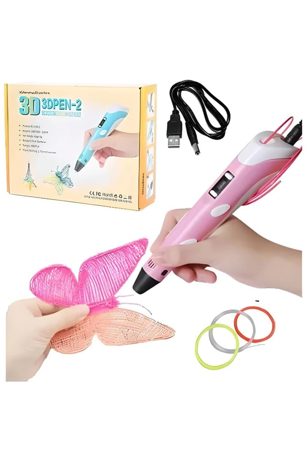 3d Kalem - 3d Pen Baskı Kalemi Yazıcı Printer + 5 Renk Filament