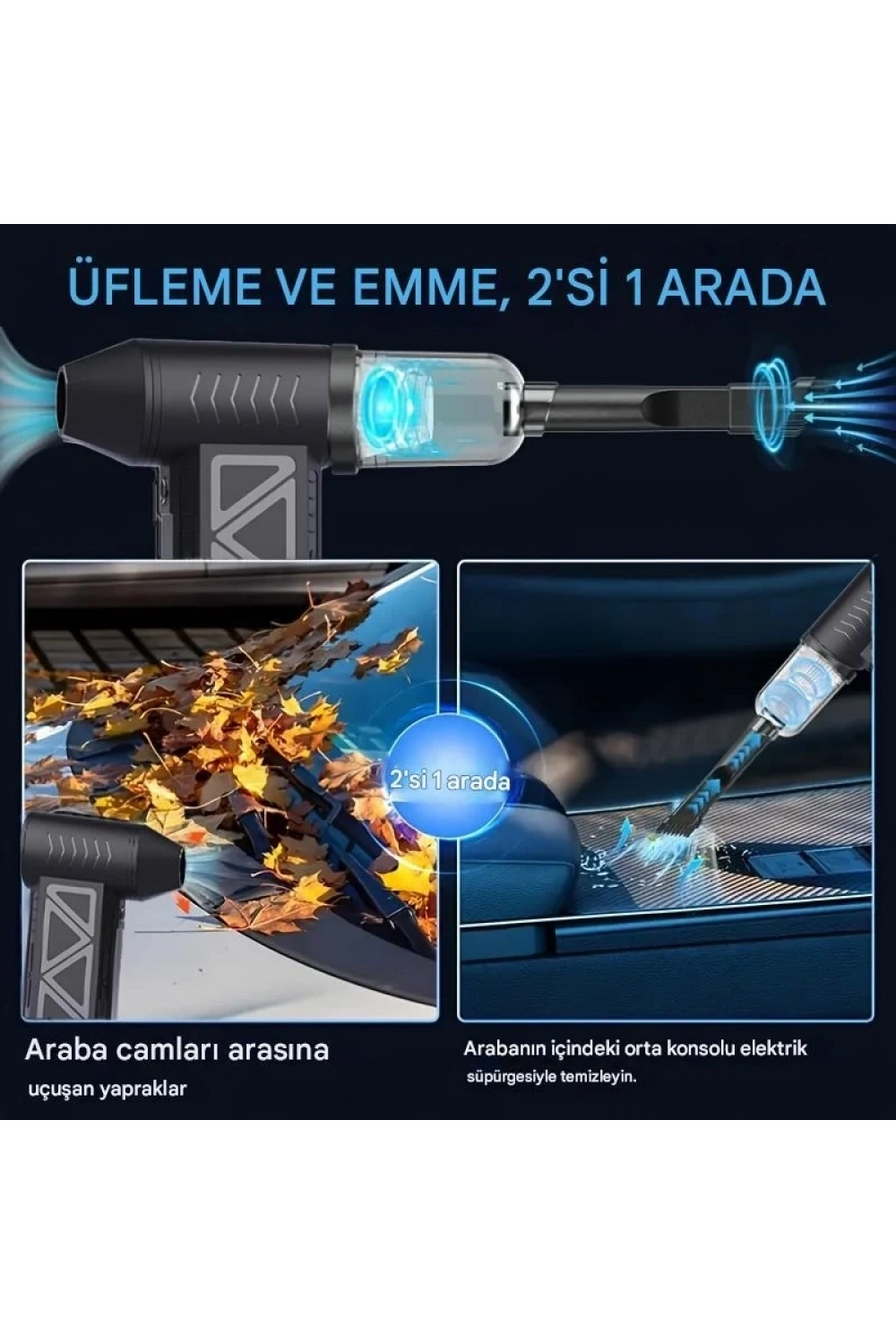 Goldorion Mini Şarjlı Hava Üfleyici ve Vakumlu El Süpürgesi