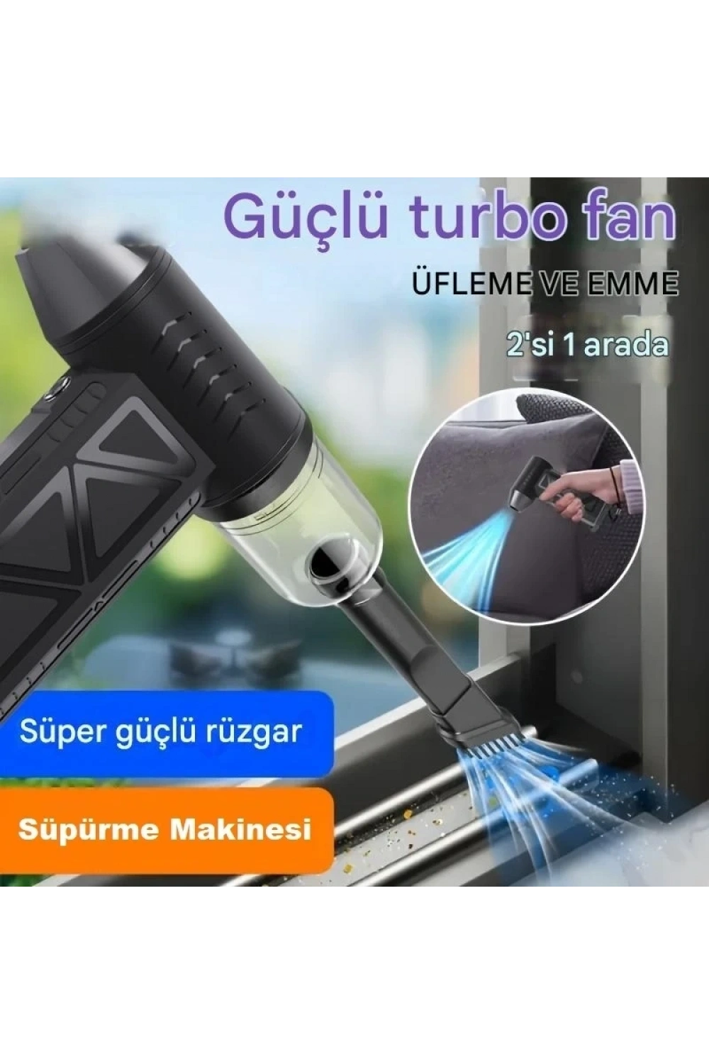 Goldorion Mini Şarjlı Hava Üfleyici ve Vakumlu El Süpürgesi