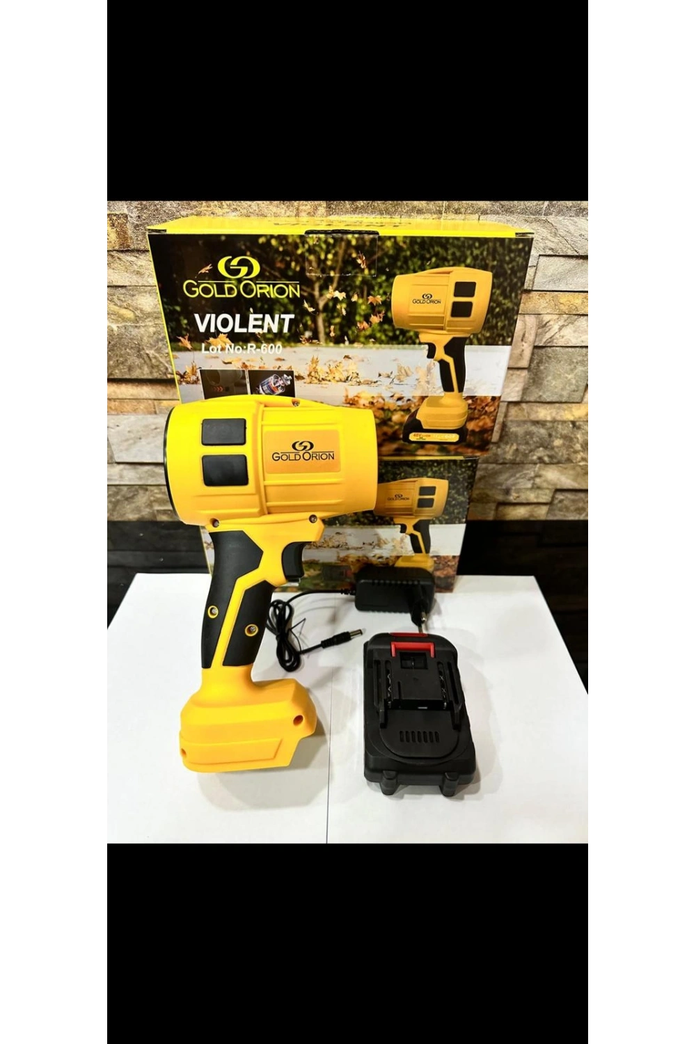 Gold Orion 21V Kablosuz Hava Üfleyici | 32.000RPM Turbo Fan, 12.000mAh Batarya, Bahçe & Araç Kurutma / Sarı