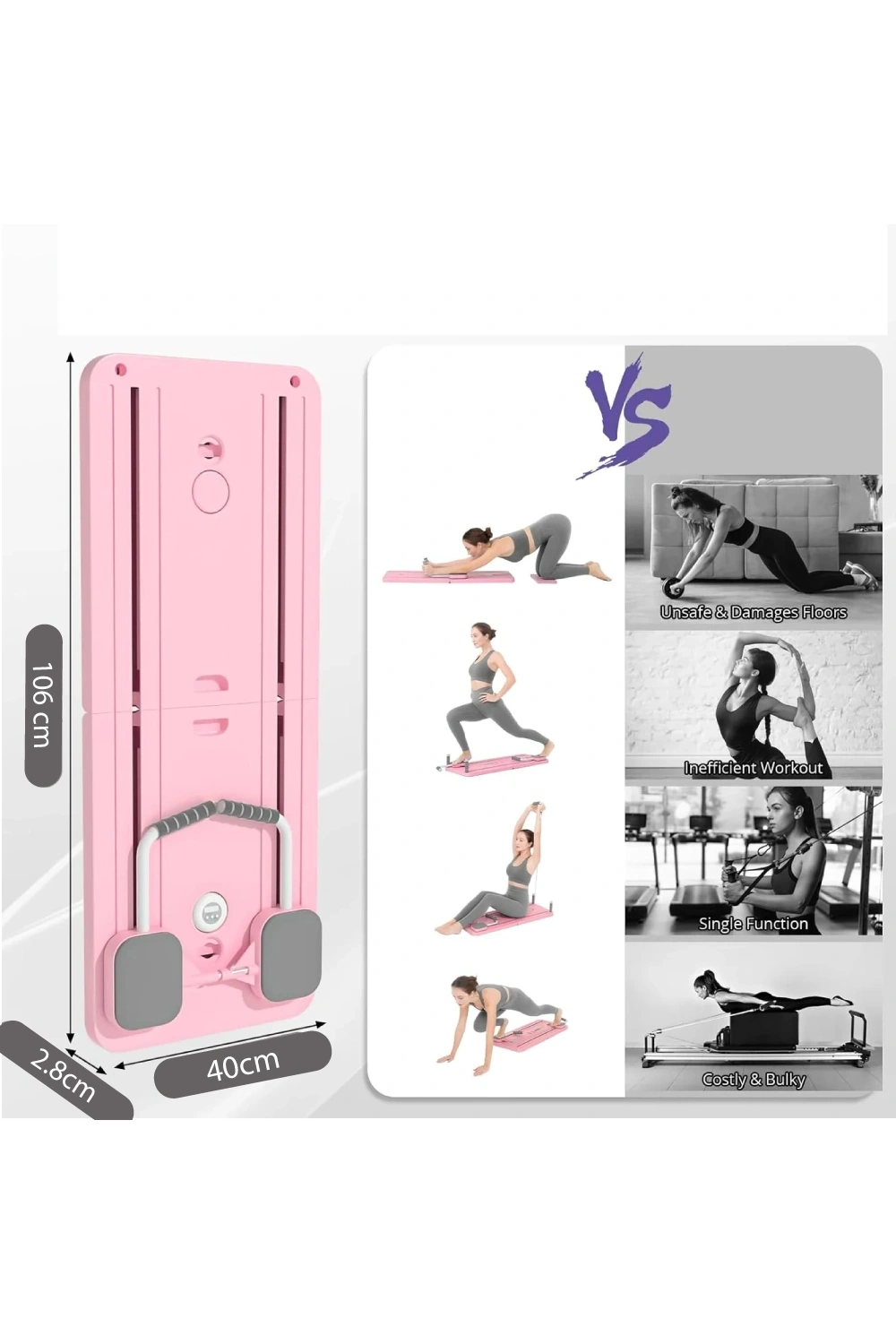 Evde Spor için Pilates ve Egzersiz Aleti – Core, Kalça, Karın, Bel ve Kol Antrenmanına Uygun Çok Amaçlı Tahta
