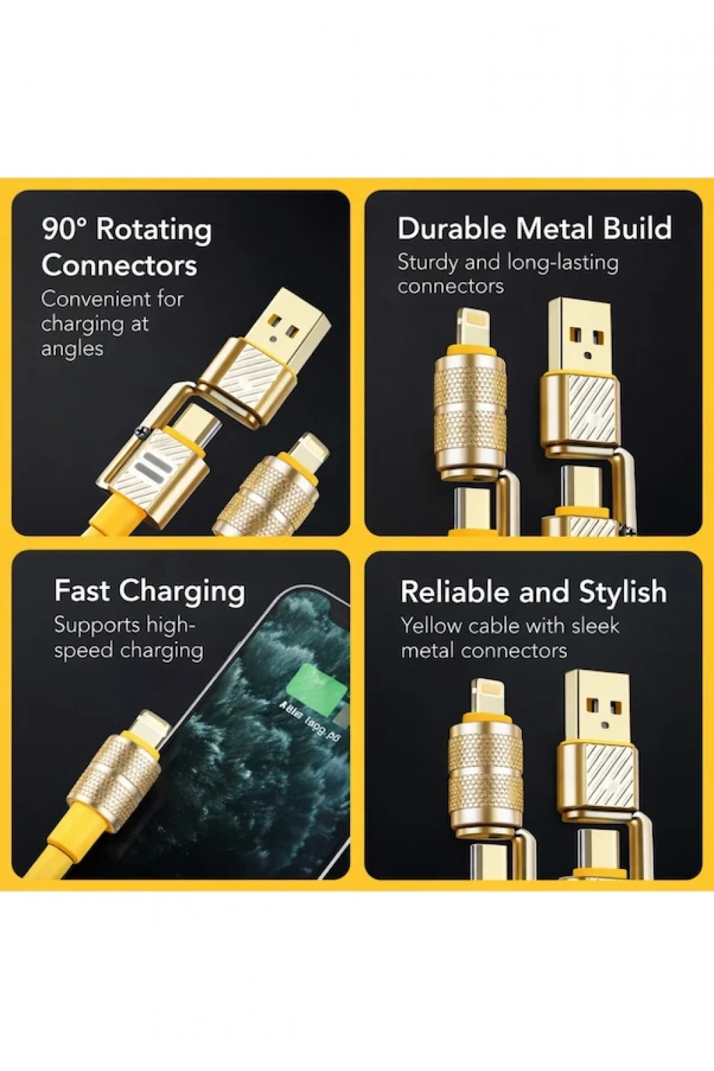 Platoon Pl-8631 4in1 Hızlı Şarj Ve Data Kablosu Type-c / Lightning / Micro Usb