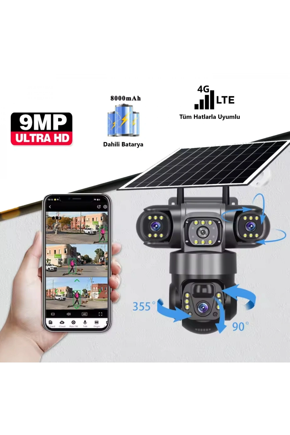 Solar Güneş Enerjili, 4G Destekli Akıllı Dış Mekan Kamerası v380 pro CMR50