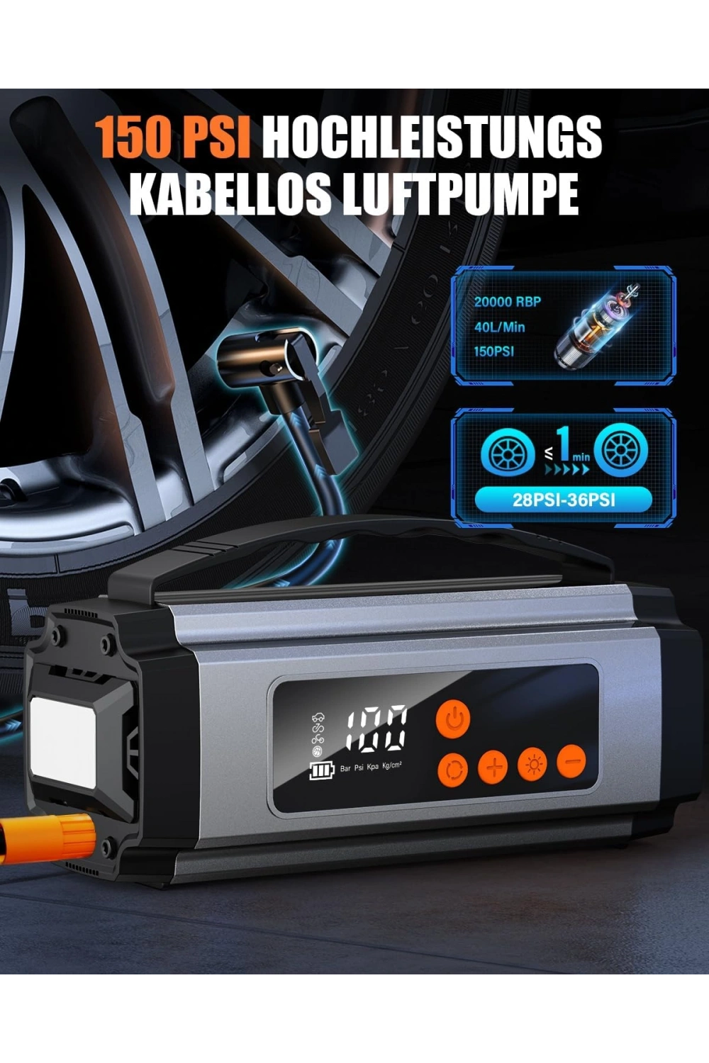 Pro Akü Takviye Şarj Cihazı 10000 Mah Akü Takviye Cihazı Akü Şarj Cihazı Lastik Şişirme Pompası 4in1 Jump Starter