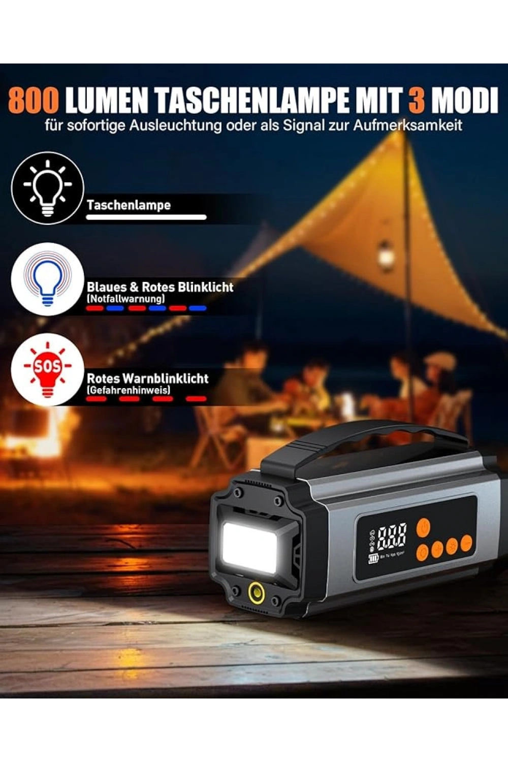 Pro Akü Takviye Şarj Cihazı 10000 Mah Akü Takviye Cihazı Akü Şarj Cihazı Lastik Şişirme Pompası 4in1 Jump Starter