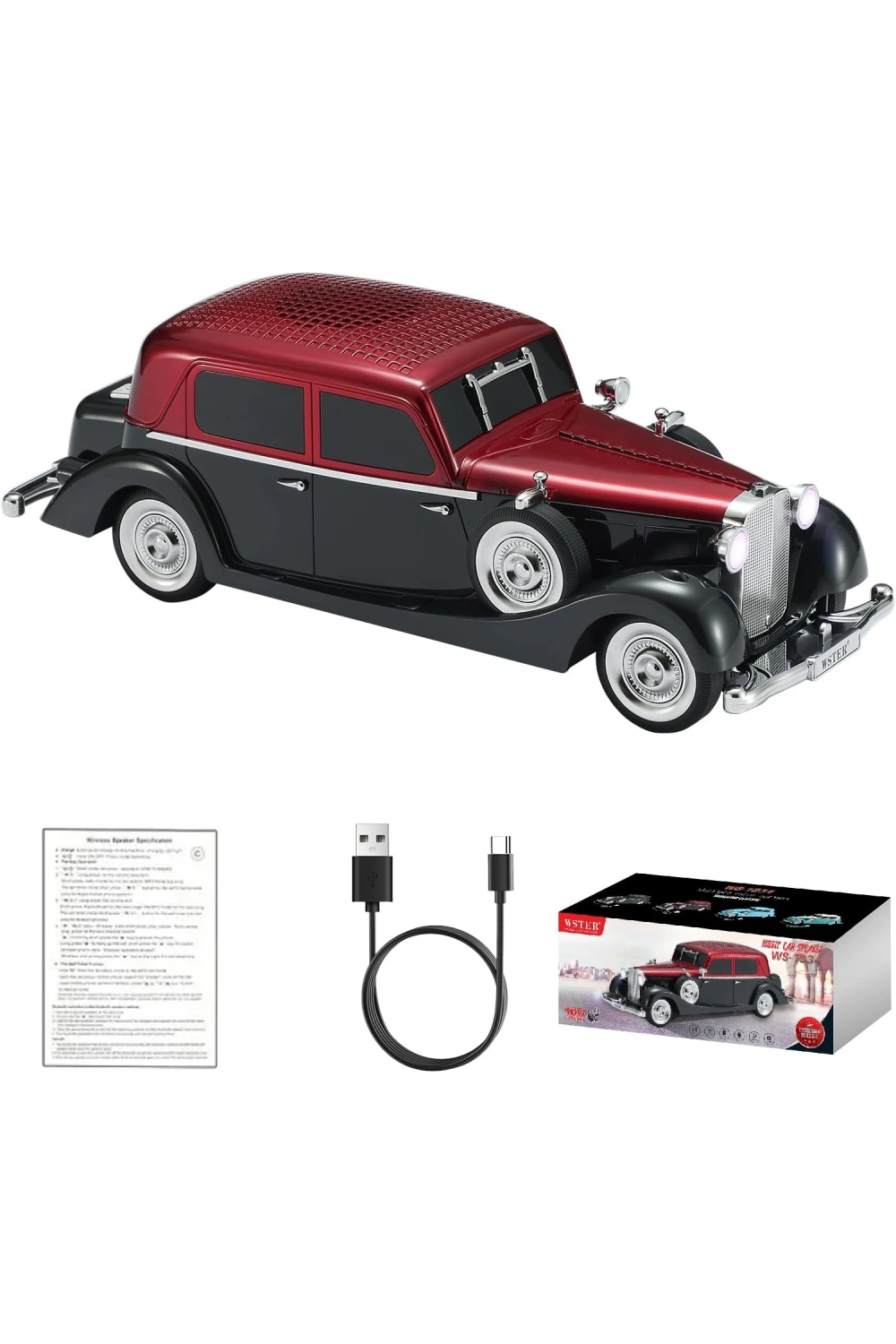 Retro Klasik Araba Bluetooth Hoparlör Kablosuz HD Ses FM Radyo YG-239