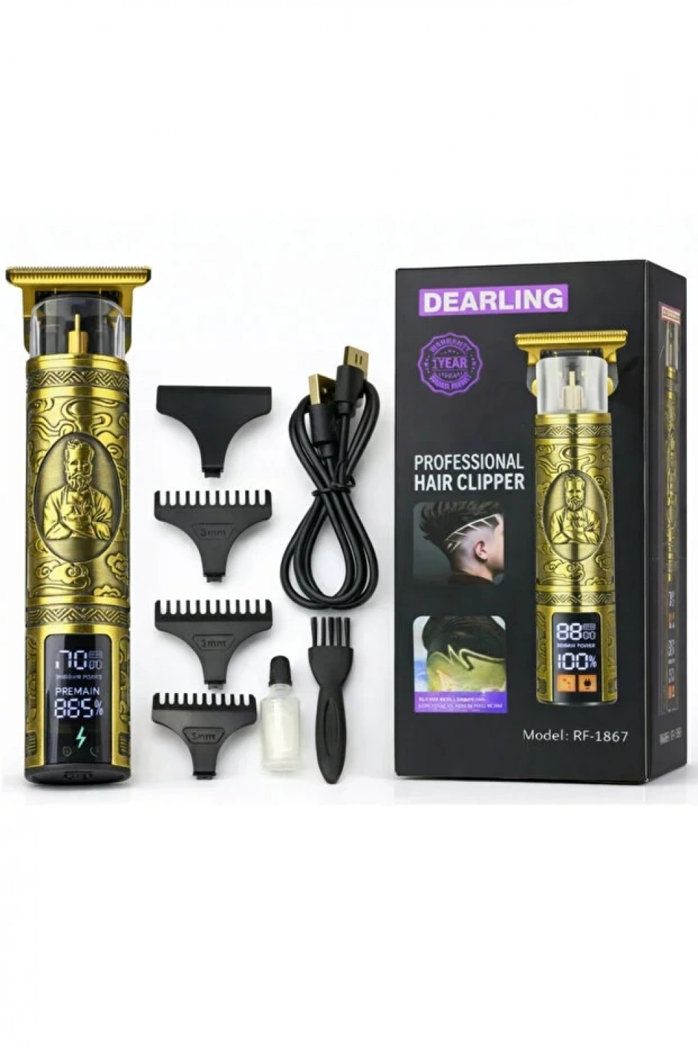 Dearling RF-1867 Profesyonel Saç ve Sakal Tıraş Makinesi - Dijital Göstergeli, Retro Tasarım