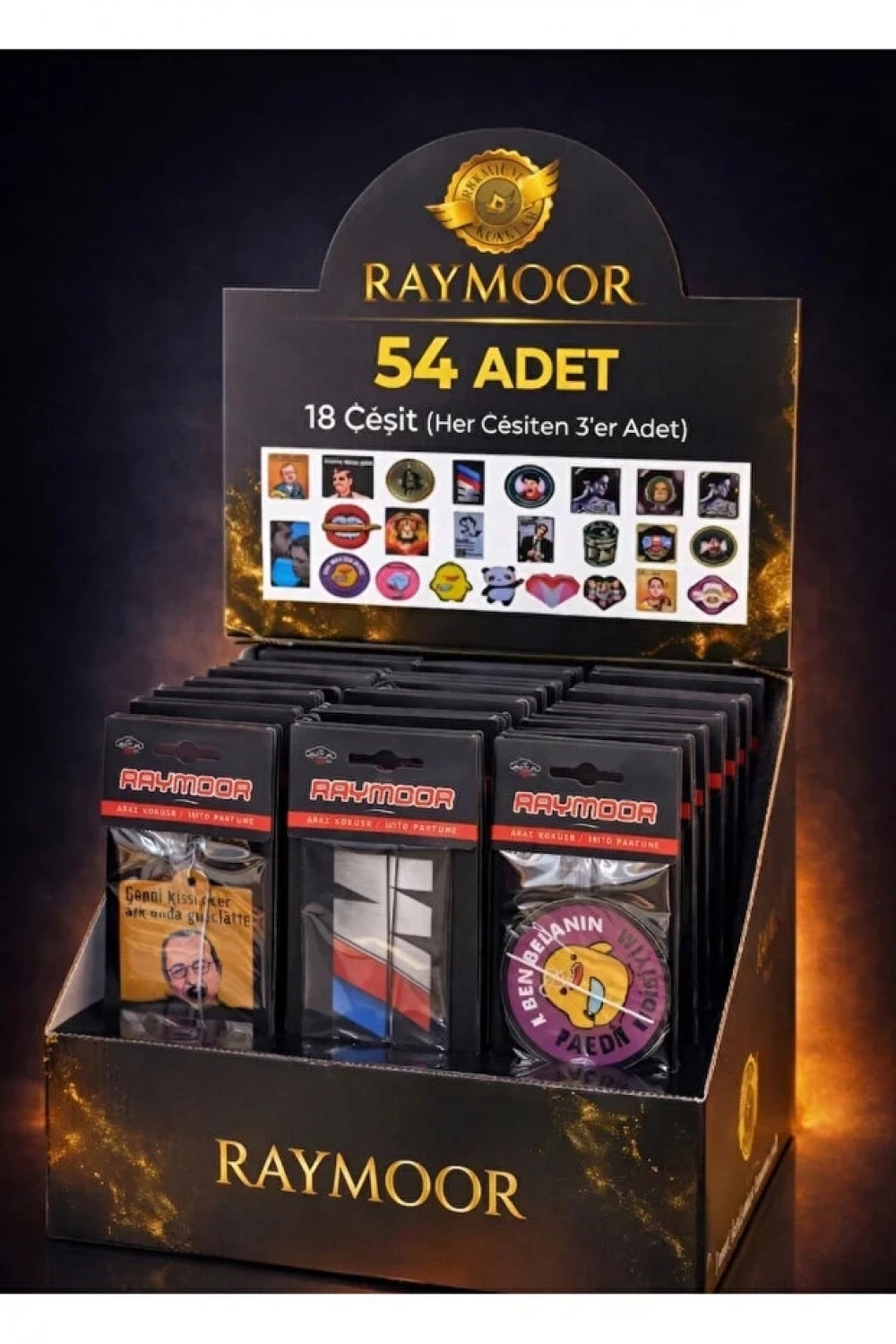 RAYMOOR Araç kokusu Trend Görseller Tasarımlı Araç Kokusu Standı 54 Adet