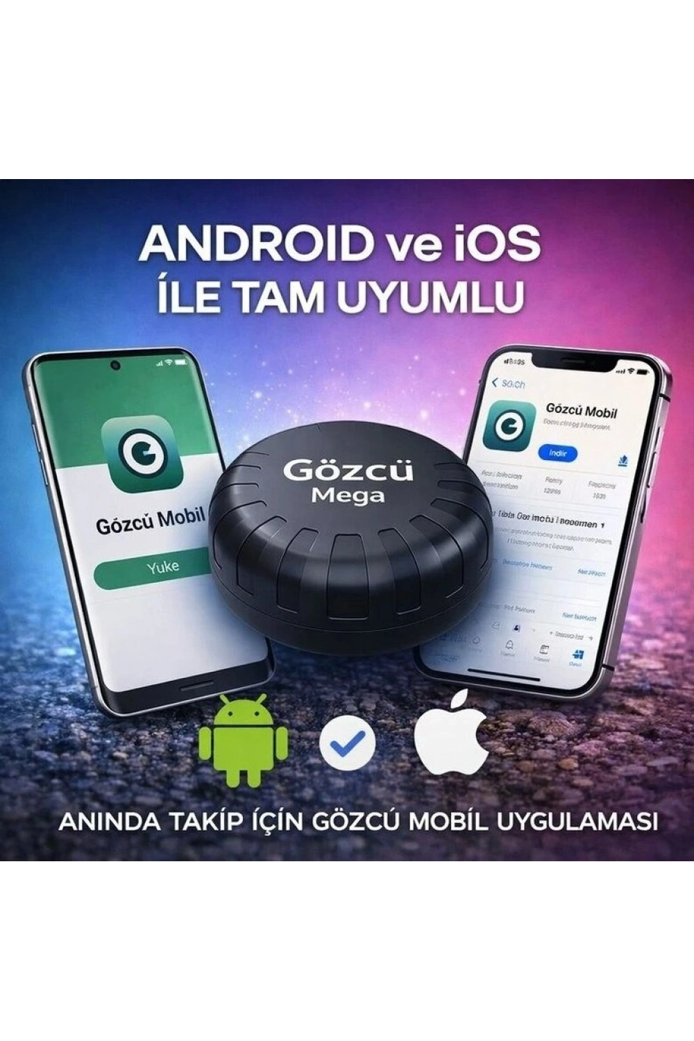Gözcü Mega Android ve İos Uyumlu Takip Cihazı 3 Yıl Pil Ömrü Geçmişe Dönük Konum Gps Araç Motor Çocuk Gizli