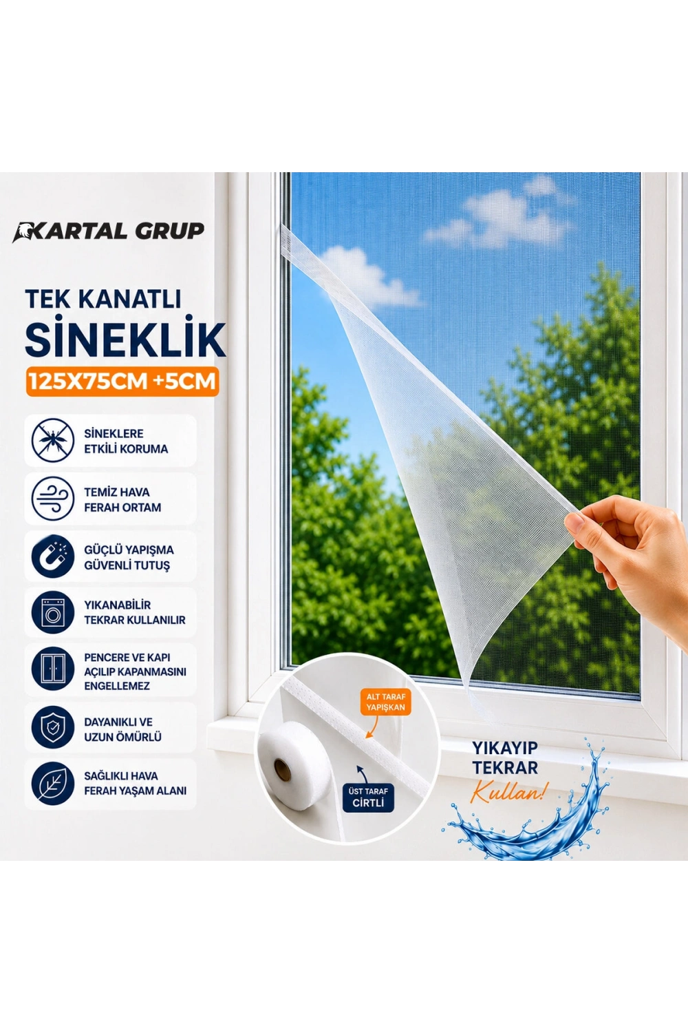 Egonex Kayra ( Tek Kanat ) ( Pencere ) Tül Sineklik ( 125x75cm  ±5cm)*75