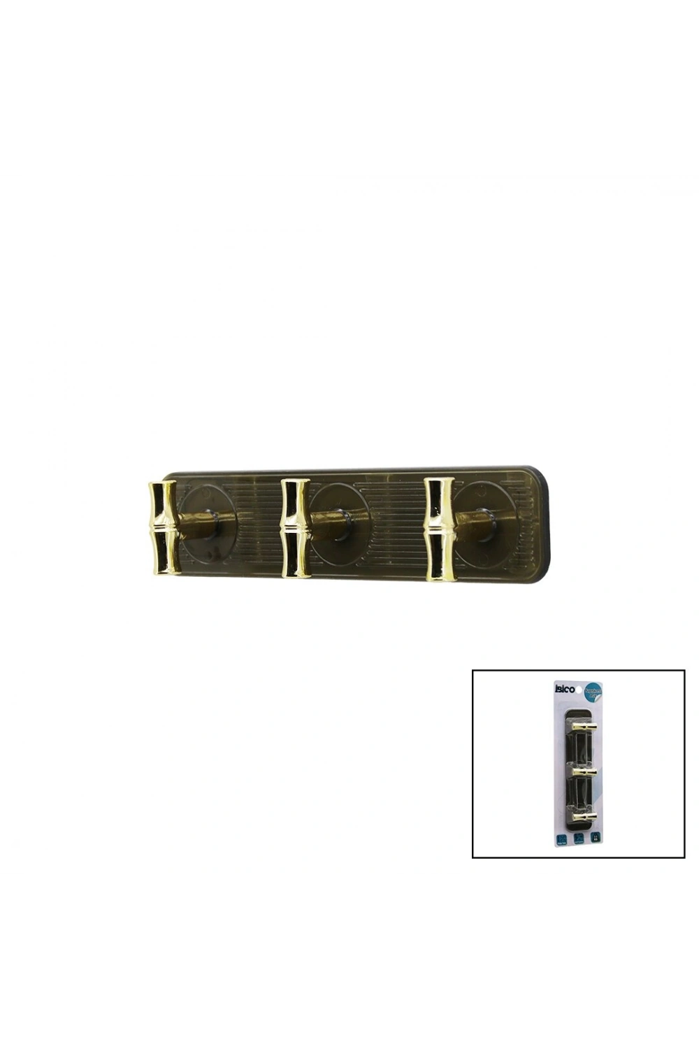 Egonex İbico İ17-006 ( 3 Kollu= Gold & ( T= Ꟶ ) Yapışkanlı Pls. Askı ( Mika Kristal Şeffaf Renkli Taban ) ( 3.5kg.taşıma )*12x14