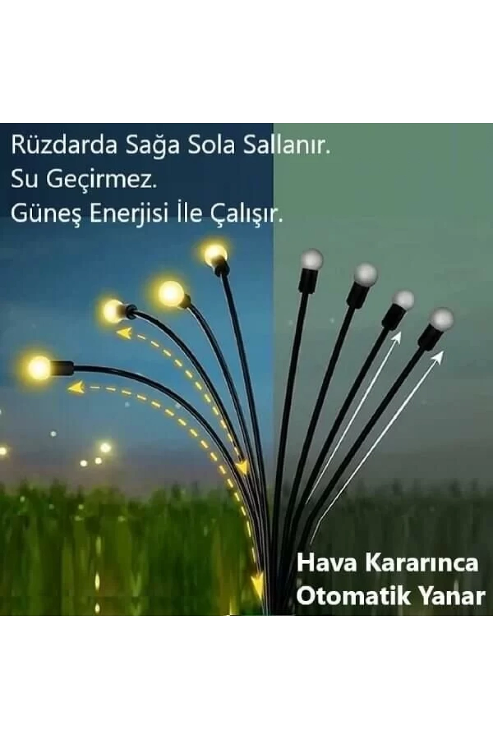 8 Dallı Ateş Böceği Solar Bahçe Lambası 2 Adet