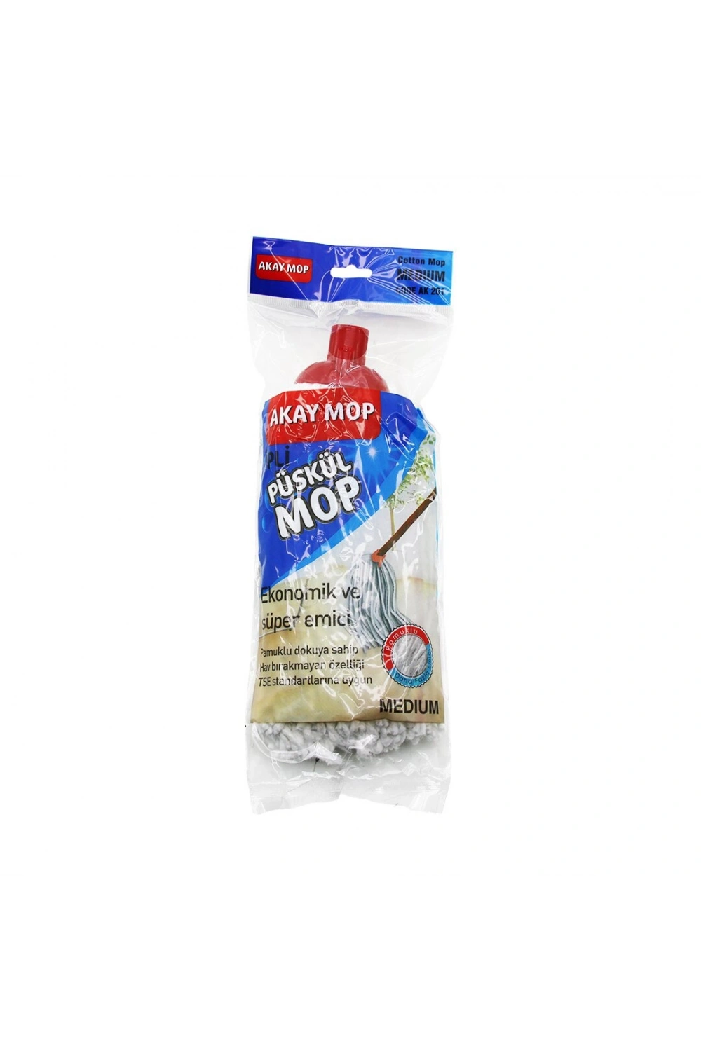 Akay Mop Ak-201 ( Medıum ) ( Örgülü İpli ) Püskül Pamuk Mop*60