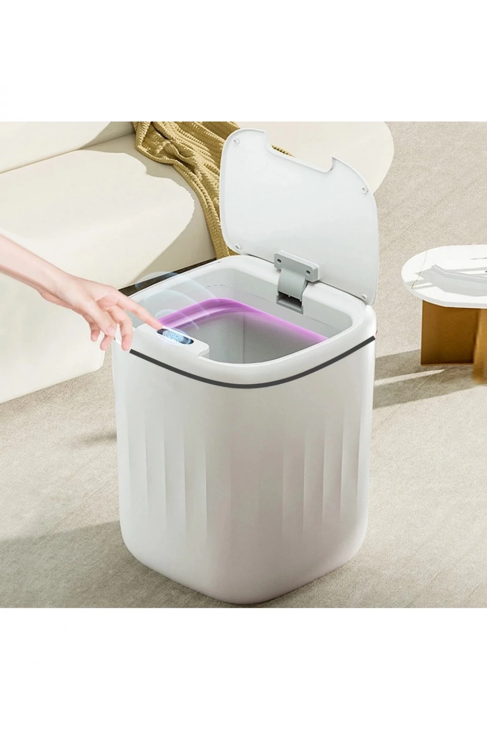 Akıllı Sensörlü Çöp Kovası Teknolojik Ofis Banyo Mutfak 20l Uv Işık Antibakteriyel Koku Geçirmez