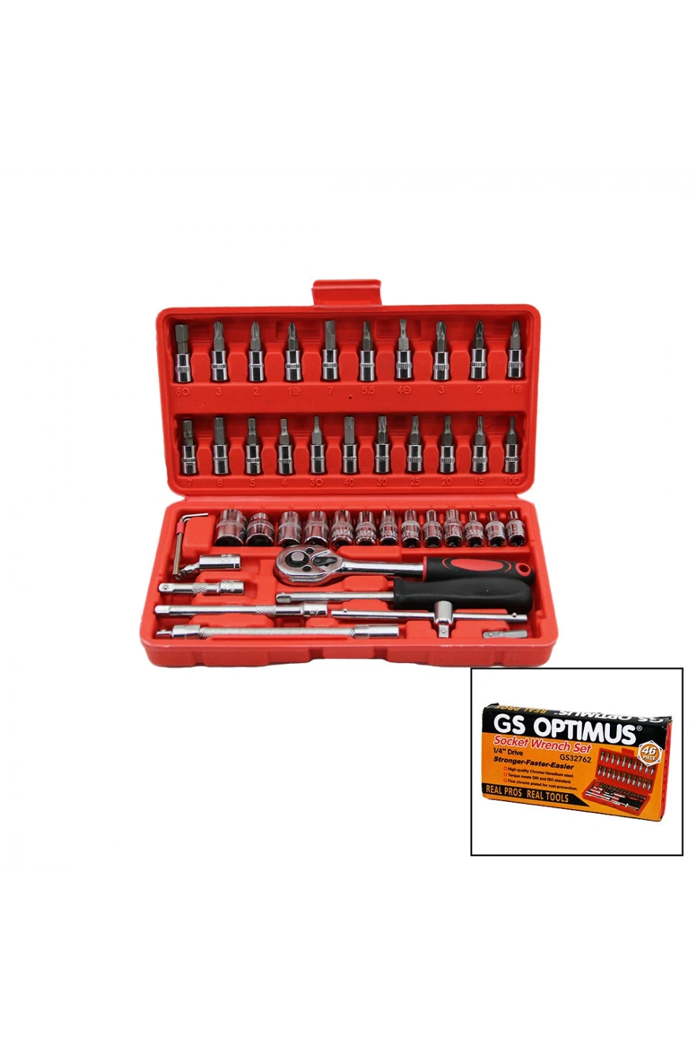 Alc Socket Set ( 46pcs ) Lokma Seti ( 1/4 Bit & 6gen Soket & Cırcır Kolu & Uzatma-kaydırma Çubukları) (pls.kutulu)*30