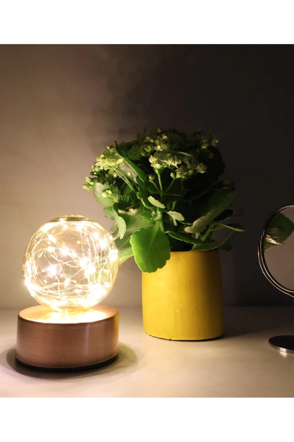 Ambiyans Led Masa Lambası Usb Şarjlı Bronz Roe Eskitme