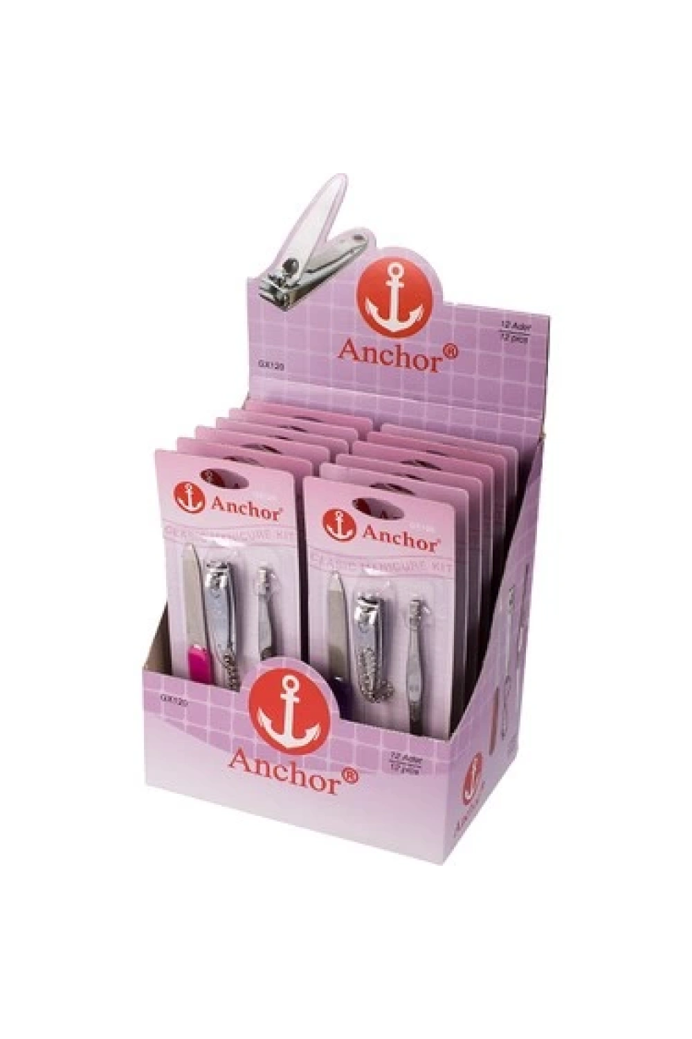 Anchor Gx-120 ( 3lü Manikür Set ) Tırnak Makası & Cımbız & Törpü*12x40