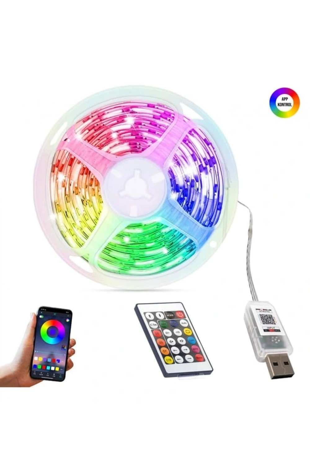 Animasyonlu Suya Dayanıklı Şerit Led 10 Mt Usb Girişli Telefon Kontrollü Rgb Sese Duyarlı