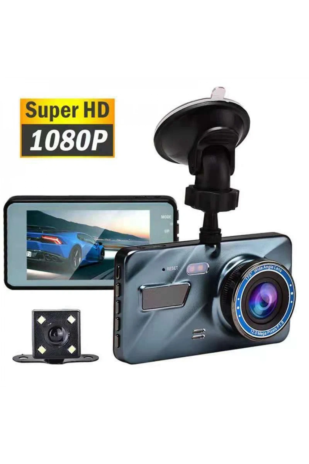 Araba Dvr Dash Cam Arka Görünüm Kameralı: 4 İnç Hd 1080p Çift Lens Araç Video Kaydedici Akıllı G-sensör Ve 170 Dereklik Geniş Açılı