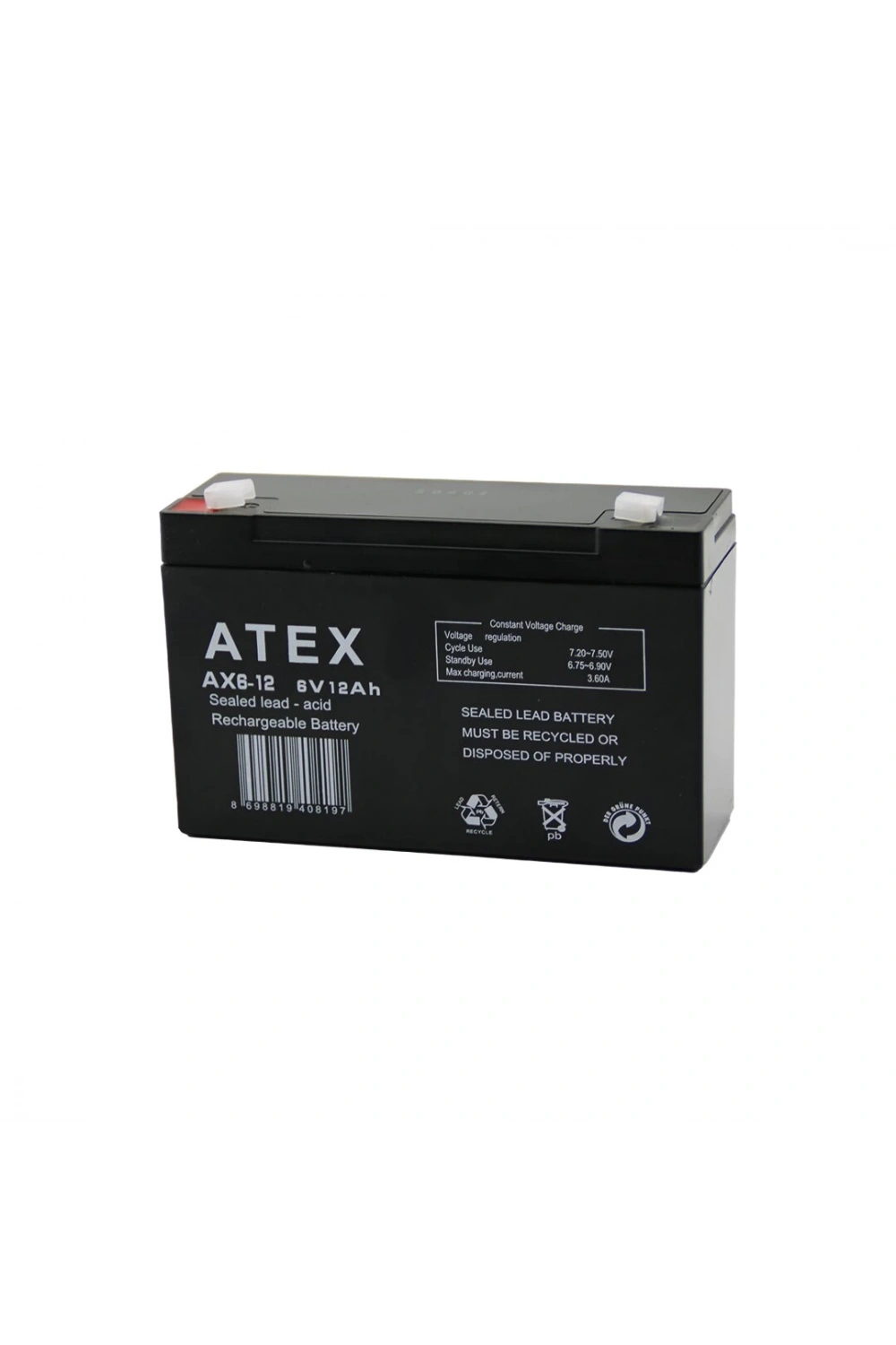 Atex Ax6-12 İnce Akü 6v 12ah Amper*10
