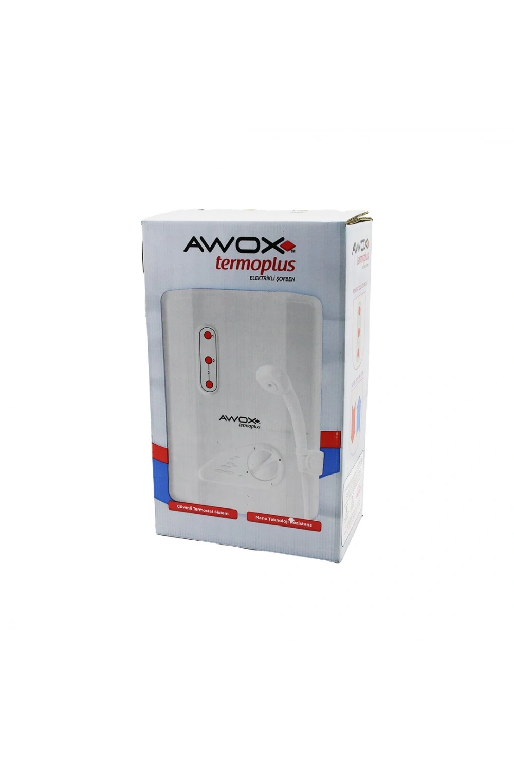 Awox Termoplus Elektrikli Şofben ( 3 Kademe Güç: 3200--4400--( 7500w ) ( 7 Emniyetli ) ( Dk/3lt Akış Hızı )*4