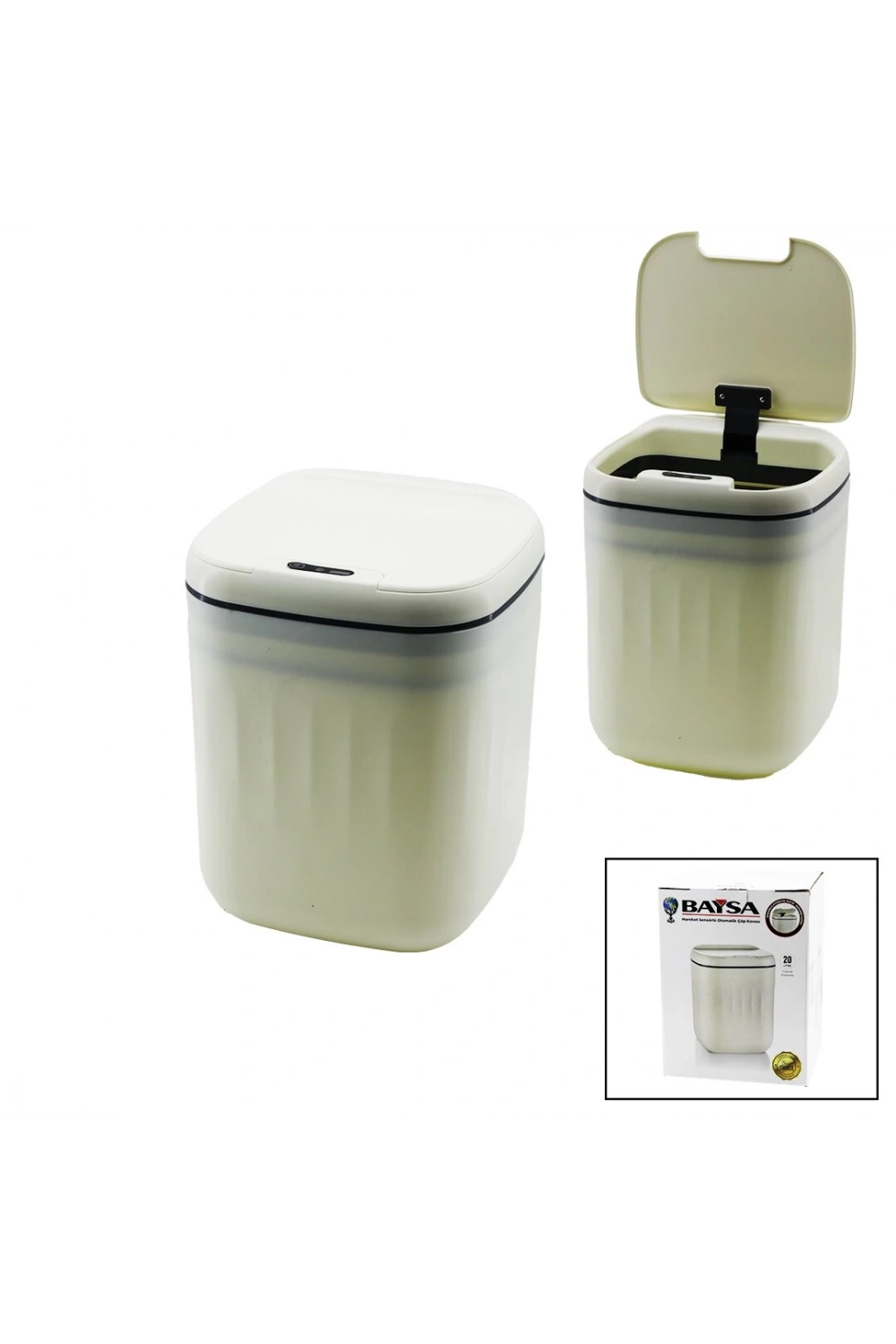 Baysa-1620 ( Hareket Sensörlü=otomatik Aç-kapa Kapak & Pilli ) Plastik Çöp Kovası ( 20lt )*4