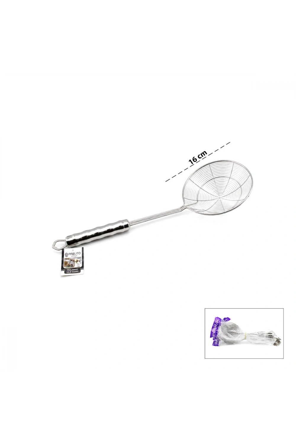 Baysa-249 Staınless ( 16cm ) ( Saplı ) Metal Kevgir*10x24