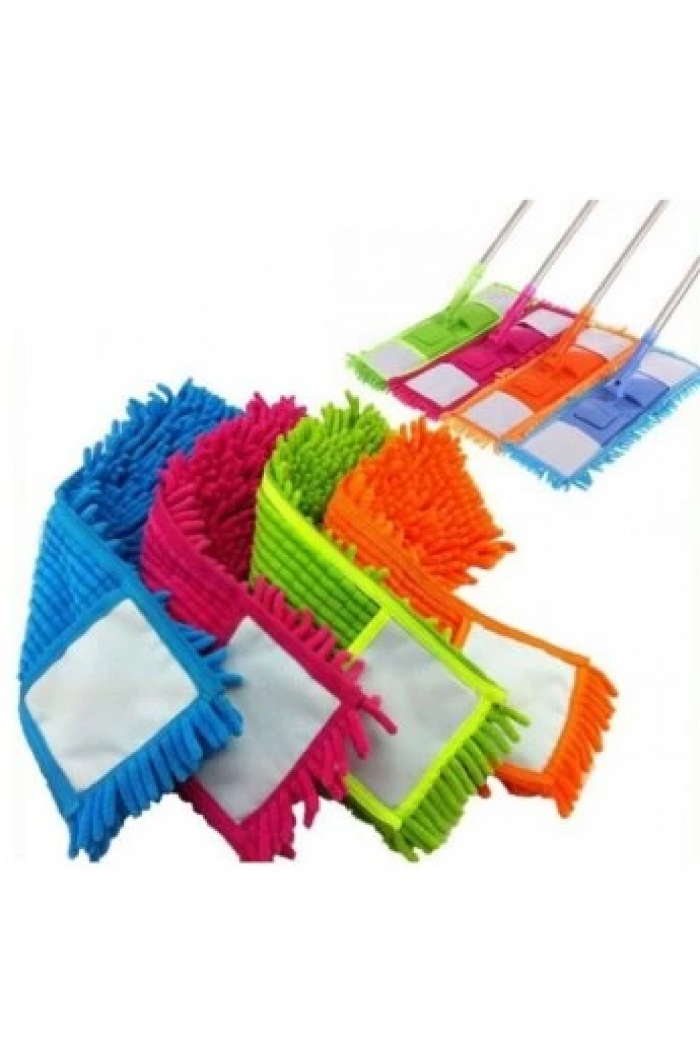 Baysa ( 40cm & Dikdörtgen ) ( Makarna ) Mop Renkli Mikrofiber ( Metal Saplı=120cm )*4x15