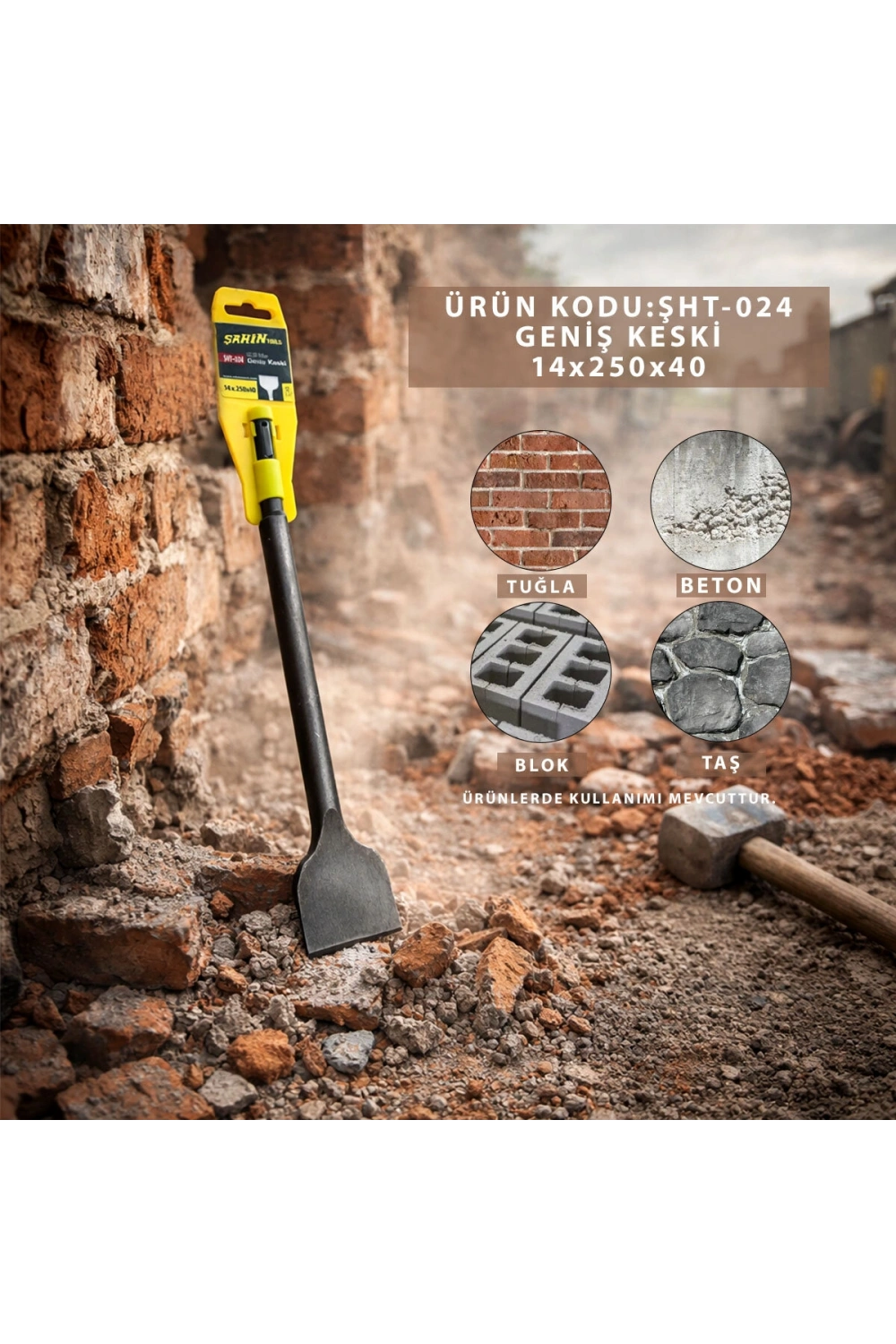Berlin-sel ( 14mm ) Geniş Keski Sds Hilti Ucu 250x40mm*100