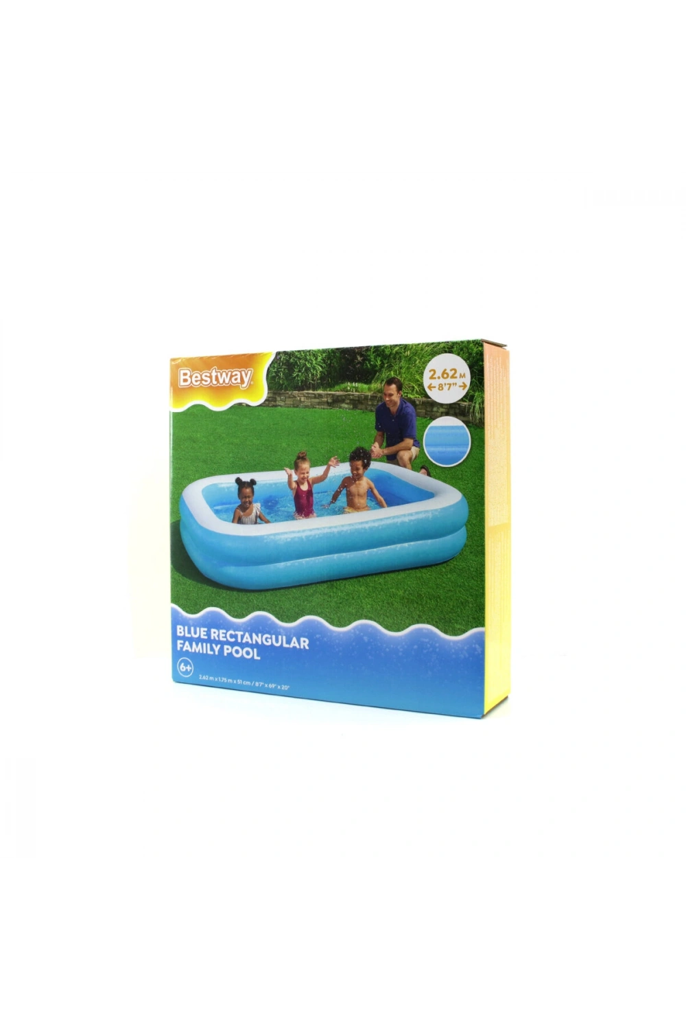 Bestway-54006 ( 2 Halka ) ( 778lt ) Dikdörtgen Aile Mavi Şişme Havuz ( 2.62x1.75x51cm ) ( 6+ Yaş )*3=k