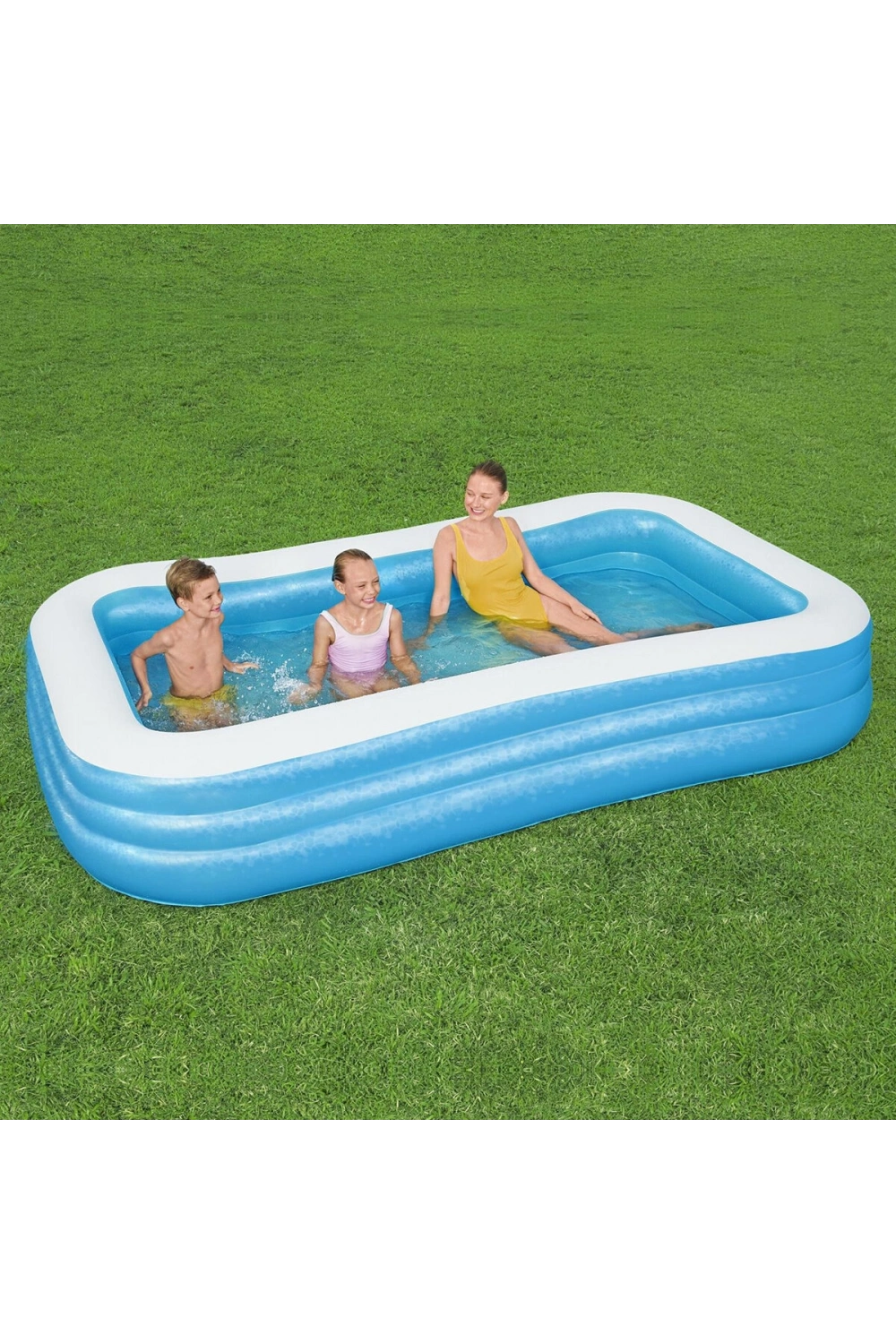 Bestway-54009 ( 3 Halka ) ( 1.16lt ) Dikdörtgen Aile Mavi Şişme Havuz ( 3.05x1.83x56cm ) ( 6+yaş )*2=k