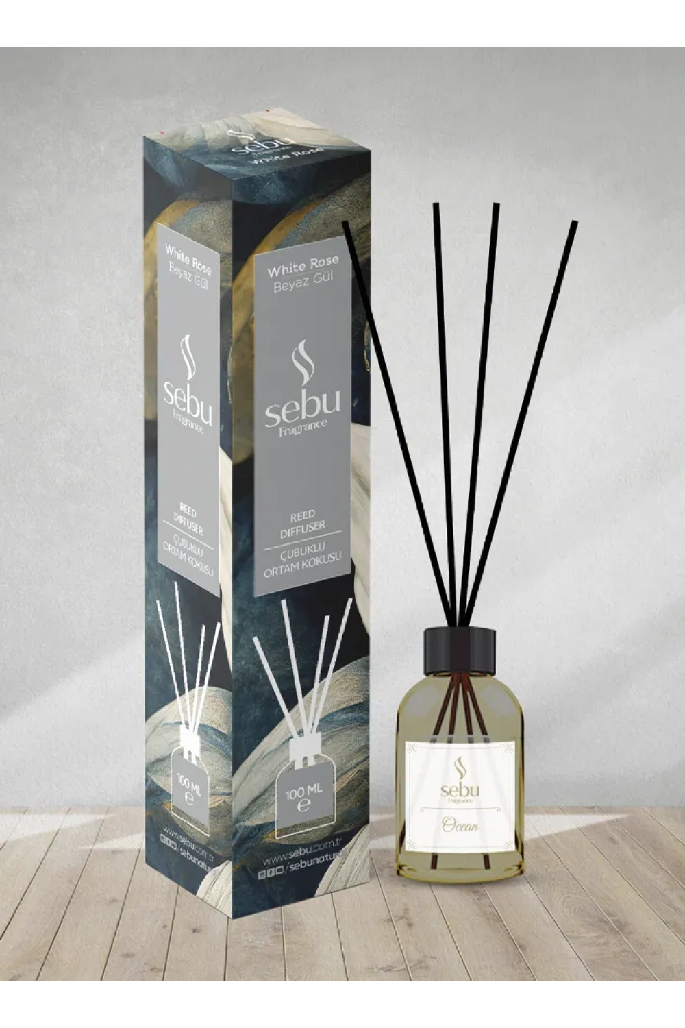 Beyaz Gül Ortam Kokusu Bambu Çubuklu Sebu 100 Ml