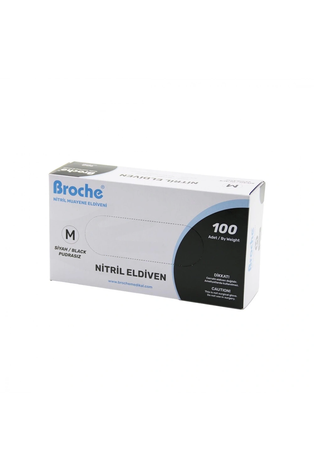 Broche ( M ) ( Siyah ) ( Pudrasız ) ( Nitril ) Muayene Eldiveni ( 100lü )*1x20