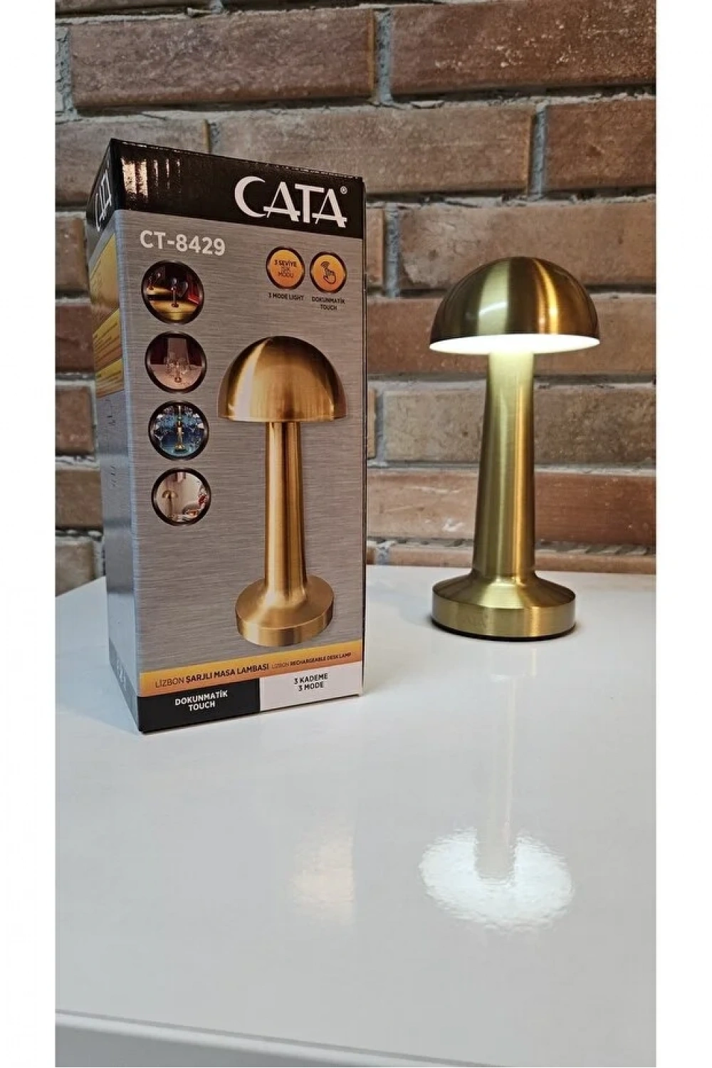 Cata Mantar Lamba Ct-8429 Lizbon 3 Renk Şarjlı Masa Lambası